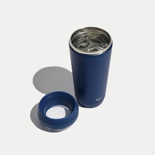 TOPL to Go Coffee Cup – Insulated Travel Coffee Mug with 360° Leak‑Safe Lid, Stainless Steel Coffee Tumbler for Hot/Cold, Spill‑Resistant, BPA‑Free - Navy, 16 oz