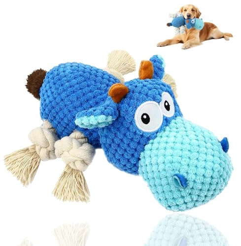 QKNOSM Dog Squeaky Toys, Plush Rope Toy for Large Dogs Durable Tug of War Interactive Dog Toys Indestructible Chewer Toy for Small Medium and Large Dogs