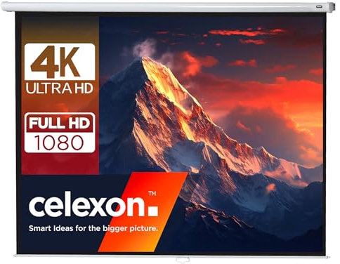 celexon manualmente Extensible Pantalla para Cine en casa y Negocios 4K y Full-HD Enrollable -Pantalla Economy - 220 x 165 cm - 108 - 4:3