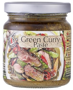 Pasta de Curry Verde Tailandés 195 g en frasco de cristal Base aromática y picante para curry, wok, salsas y marinados Sabor auténtico en minutos