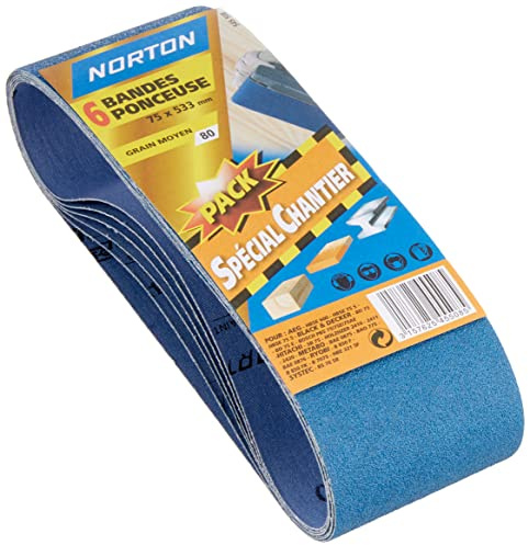 Norton set med 6 slipband 75 x 533 mm korn 80
