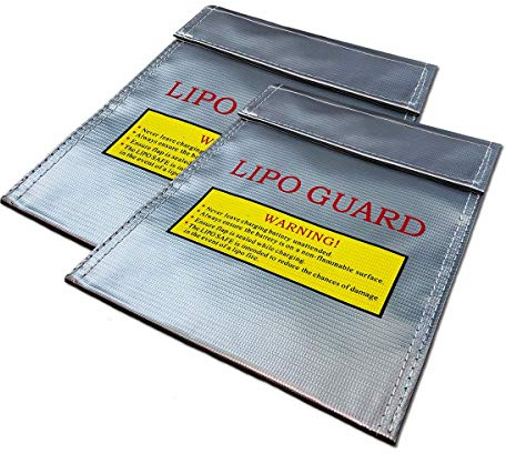 2 Stück Lipo Akku Taschen 18x22cm Sicherheitstasche Schutztasche Feuer Sicherheit Safe Bag Werttasche Brandschutztasche Ladetasche