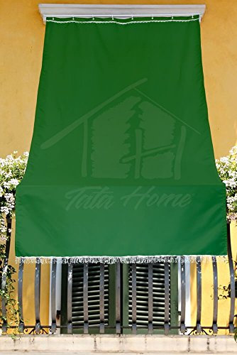 Tata Home Tenda da Sole con Kit Ganci e Anelli in Tessuto Resistente da Esterno o Balcone Misura cm 290x300 Dis.5 Tinta Unita Colore Verde