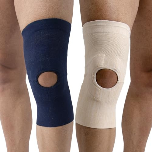 Beman 352 - Ginocchiera Ortopedica Menisco Ginocchiera Sportiva per Rotula Legamenti Crociati Fascia Ginocchio Antiscivolo Traspirante con foro rotuleo Tutore Fascia per Uomo Donna (Nudo,5)