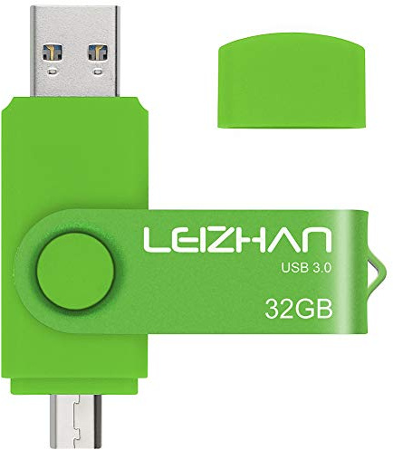LEIZHAN Chiavetta USB 32GB,Flash Drive USB 3.0 OTG Memory Stick per Telefono Huawei Samsung Android Tablet Mac PC-Verde