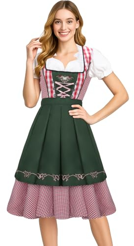 NUWIND Dirndl, bayersk traditionell klänning för kvinnor/Oktoberfest-Dirndl Tysk ölfestival Kostym Bavarian för maskeradkläder (Svart rosa, S)
