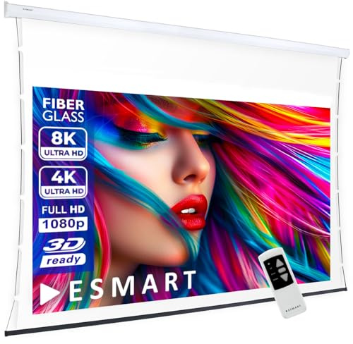 ESMART Professionnel TATENSO Écran de Tension de Projection Moteur Acoustique 332 x 187 cm (150) 16:9 | Télécommande programmable | Cinéma Maison écran de Projection électrique LCD LED