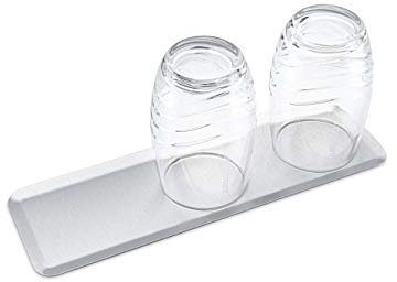 SodaNature® Design Abtropfschale z.B. für SodaStream Flaschenhalter | Edler Untersetzer für Gläser, Flaschen, Badartikel & mehr | rostfrei & spülmaschinengeeignet [3er | 28x9cm, Edelstahl]