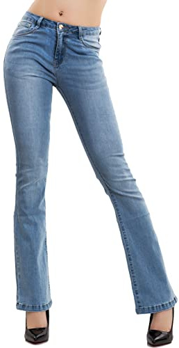 Toocool Jean Femme Skinny Push-Up Patte d'Éléphant Évasé Pantalon Denim Stretch Coupe Curvy XM-986 [XL, Bleu]
