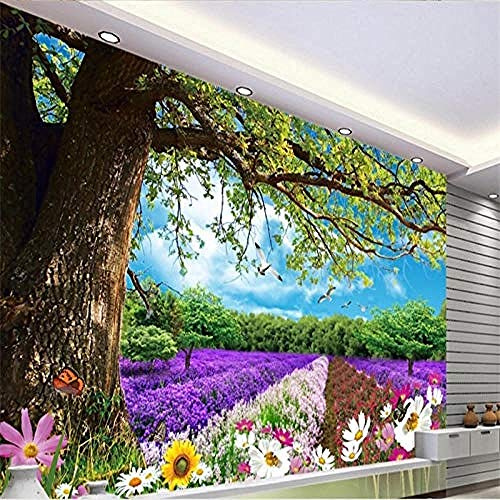 Carta da parati 3D Bellissimo albero Fiori Paesaggio da sogno Paesaggio Divano Camera da letto Soggiorno TV Sfondo Carta Da Parati panno camera da letto moderna 3D Fotomurali Soggiorno-300cm×210cm