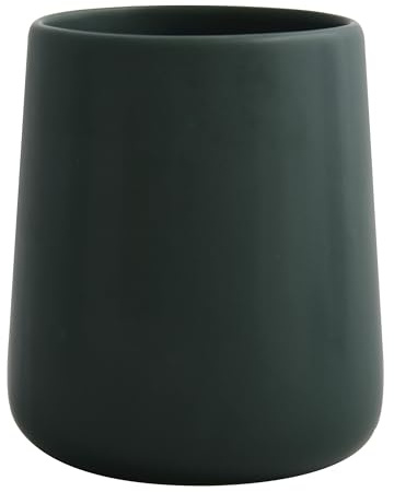 MSV - Gobelet en Céramique - Maonie Vert Foncé Mat - 300 ML - Pratique Et Esthétique pour Salle de Bain - Facile à Nettoyer - Résistant à l'Humidité - 8.5 x 8.5 x 10 cm