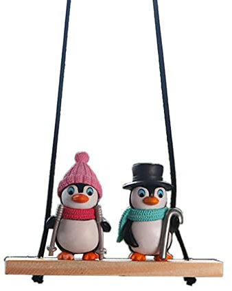 iSpchen Autospiegel Anhänger Niedliche Pinguin schwingende Anhänger kreative Hänge Anhänger Deko Rückspiegel Anhänger Auto Ornament Dekoration Innenraum Zubehör