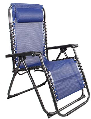 INDA-Exclusiv Comfort Gartenstuhl - Relaxsessel - Relaxstuhl - Liegestuhl - klappbar - verstellbar - mit Kopfpolster Schwarz/Blau