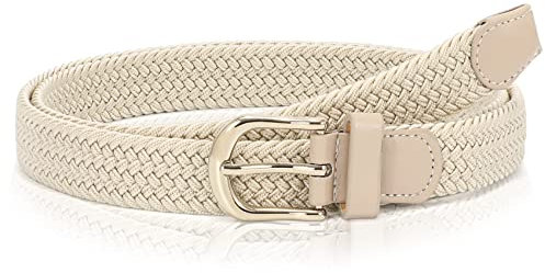 WHIPPY Stoffgürtel Stretchgürtel Elastik Flechtgürtel Geflochtener Elastischer Dehnbarer Gürtel für Damen Herren mit Goldschnalle Breite 2.5cm,khaki,110cm
