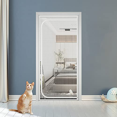 Yuehuamech Porta per Gatti per Evitare Che Gli Animali Escano Le Tende per Porte Porta a Schermo in Rete AntiGraffio Resistente al Gatto con Cerniera per Soggiorno Camera da Letto Cucina