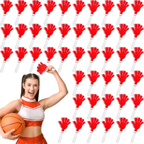 Junkin 48 Pcs Hand Clappers Bulk 7. 5 x 3. 5 Inches Noise Makers Party Favors Clapping Noise Maker Clacker for Birthdays Game Prizes Rewards Football Sporting Events Cheers Supplies (Red,White)