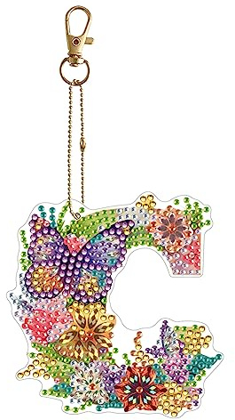 Starnearby Diamond Painting Porte Clé Lettre Alphabet Strass, Porte-clés de Peinture au Diamant Bricolage, Broderie Diamant Porte Clé Double Face, Peinture Diamant Porte Clef Artisanat Pendentif