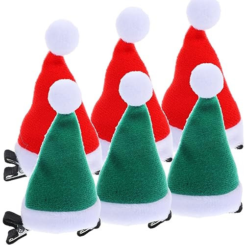 Beavorty 6stücke Pack Weihnachtsmützen-haarspangen Weihnachtshaarspangen für Damen und Mädchen Haaraccessoires für Festivals und Alltag