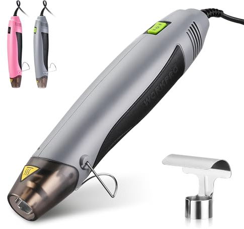 WORKPRO Heat Gun, 400W Mini Hot Air Gun with Reflector Nozzle, 2 Temp Settings 482℉(250℃)/842℉(450℃) and 5.9ft Long Cable Overload Protection for Craft Embossing, Shrink Wrapping PVC, Drying Paint