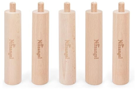 Niteangel Set aus Buchenstelzen zur Erhöhung und sicheren Befestigung von Mehrkammer-Labyrinths oder Plattformen für Hamsterräder (Set mit 5 verlängerten Stelzen (5,1'' H))