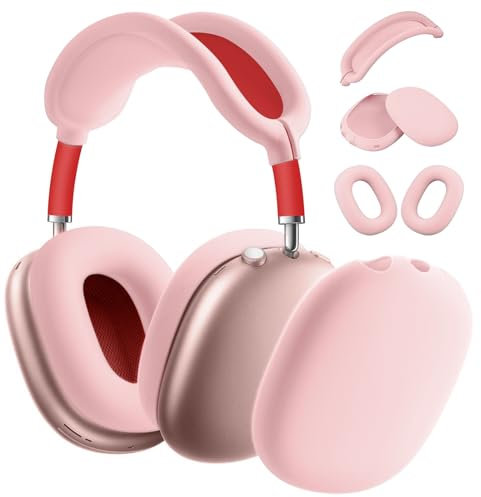 Ainiv Silicone Case Cover for AirPods Max, Ear Pad Case Cover Ear Cups Cover, Headband Cover for AirPods Max Headphones, Anti-Scratch Accessories Soft Silicone Protector for Apple AirPods Max-Pink