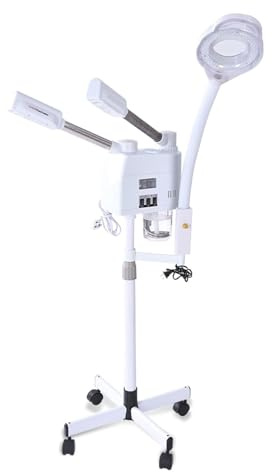 Gesichtsdampfer, 3 in 1 Professioneller Gesichtsdampfer, Gesichtsdampfer mit Vergrößerungslampe Doppelrohr Spray Gesichts Ozon Befeuchter Dampfer für Beauty Salon, Spa