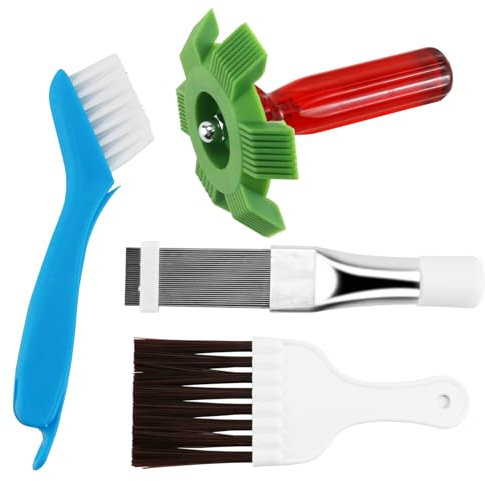 4 Peines De Aleta De Condensador De Aire Acondicionado, Condensador Limpieza Peine, Aire Acondicionado Condensador Aleta Cepillo De Limpieza, Ac Peine De Acero Inoxidable