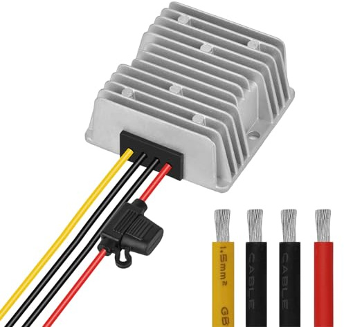 Klnuoxj DC 24V to 12V 30A 360W Step Down Converter Regulator Waterproof Buck Power Supply Reducer RegulatorVoltage Module with Fuse (24V to 12V 30A)