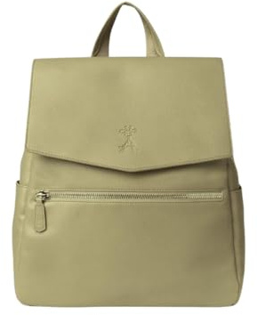 GIGIL Luxe Wickelrucksack - Veganes Leder Unisex Wickeltasche mit 8 Fächern und Isolierten Taschen - Wasserdichte Babytasche mit Wickelunterlage und Kinderwagenclips für Mama und Papa, Olivgrün, 22L