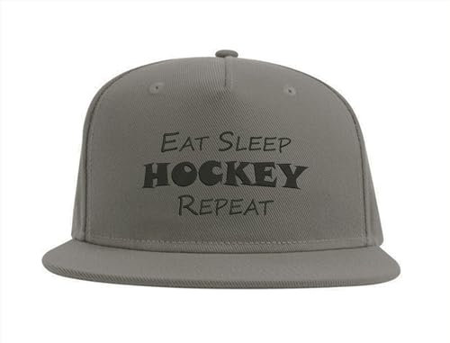 Lauthings Eat Sleep Hockey Repeat Snapback Cap Fullcap Embroidered Hat Grey, grau, Einheitsgröße