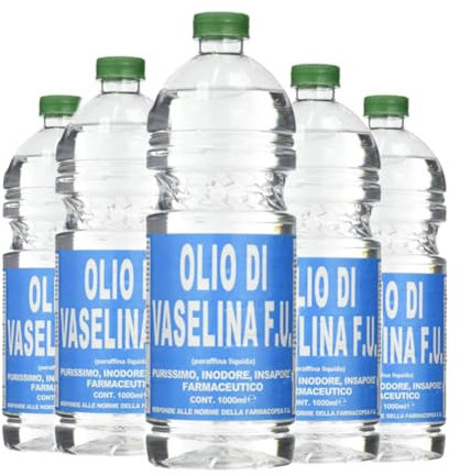 Olio di vaselina vaselina enologico farmaceutico F.U. 5 Litri - USO DOMESTICO E PROFESSIONALE - 5 confezioni da 1L