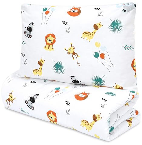 Totsy Baby Trapunta per bambino cotone 90x120 - piumono culla neonato set Imbottitura per piumone 90 x 120 cm con cuscino 40 x 60 cm per ragazzi e ragazze Oeko-Tex Safari