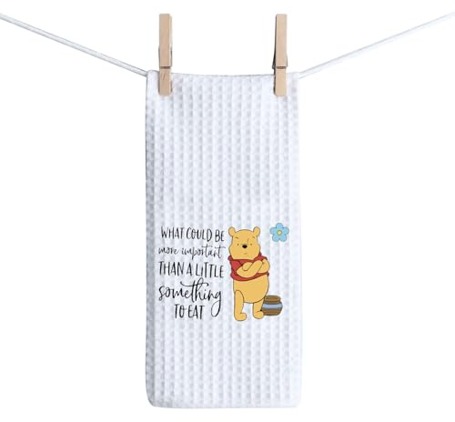 BAUNA Küchentuch mit Bären-Zitaten, Cartoon-Bär-Geschirrtuch, Pooh-Bär, Küchendekoration, Einweihungsgeschenk (Pooh Eat Towel)