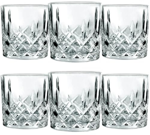 ysnn Double Old Fashion - Juego de 6 vasos de whisky de cristal transparentes para enfriar bourbon, tequila, escocés, sin alcohol, ron, vodka, licor, inauguración de la casa, boda, vacaciones, regalos