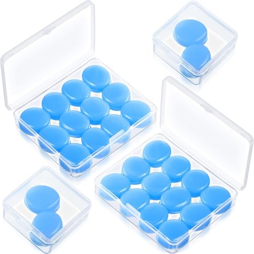 14 Pairs Silicone Ear Plugs for Sleep Soft Reusable Moldable Silicone Earplugs Gel Ear Plugs Noise Cancelling Earplugs with Case for Swimming, Snoring, Concert, Airplane (Blue)