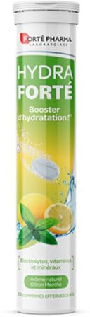Forté Pharma - Hydra Forté Citron Menthe - Electrolyte hydratation - Vitamine C Magnesium, Vitamine D, Minéraux - Sport, Chaleur, Voyage - 24 comprimés cffervescents (1-2/Jour, 24 Jours)