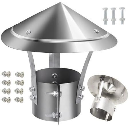 80 Cm~300 Cm Chapeau De Cheminée Pare Anti-Pluie Et Neige, Chapeau Cheminée En Acier Inoxydable Avec Supérieur Biconique, Sortie D’évacuation Des Fumées De Cheminée(140 mm/5.51 in)