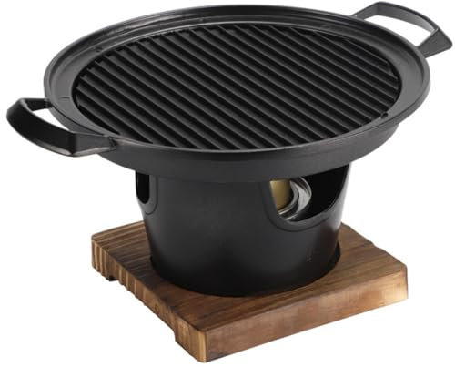 Grill à charbon d'intérieur, mini gril Hibachi, cadre en bois, en alliage d'aluminium, gril à charbon portable pour le camping, la maison, le barbecue