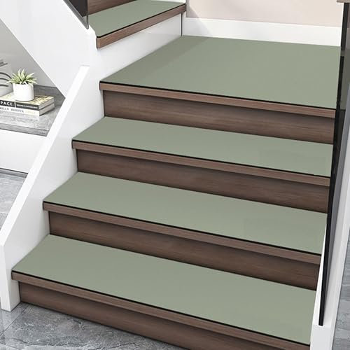 XXIUDEE Tapetes de seguridad para peldaños de escaleras para niños y mascotas mayores, alfombras para interiores con respaldo de goma antideslizante (70 x 30 cm, 7 unidades, verde)