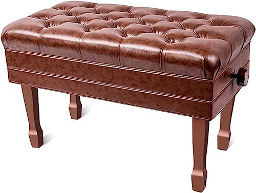BXSUKEYOU Klavierhocker für Familienbankette, Frisiertischhocker, Luxuriöse Klavierbank aus Holz, weicher Klavierhocker aus echtem Leder mit wasserdichtem Kissen und stabilem Massivholzrahmen, 200 kg