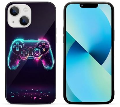 CRIVOTA For iPhone 13 Mini Case - Game Controller Design, Glass Back + TPU Inner Shell, Extreme Slimness, Bare-Hand Feel, Precise Cutouts, Military-Grade Protection, Cell Phone Cases for Boys Girls