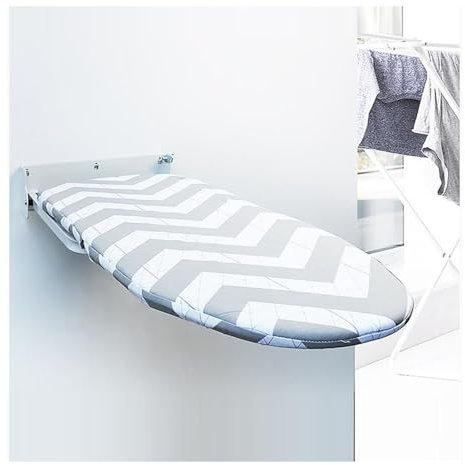 Planche à Repasser Murale, compacte et Pliable, Peu encombrante, idéale pour Les Petits espaces, vestiaires, Chambres, buanderies, Appartements (Blanc 1)