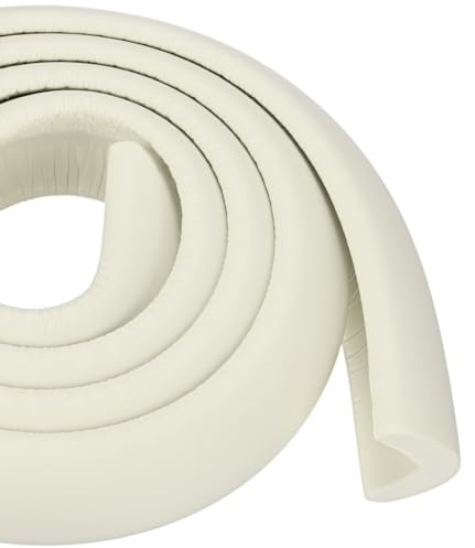 M METERXITY 1-Pack Corner Guards Edge Protectors, 6.5 Ft/2m Soft NBR Rubber Foam Bumper Guard L-Shape for Furniture Corner/Fireplace/Table Edge [Pure White]