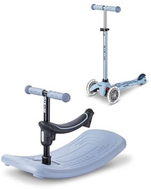 Micro Kickboard | Mini Rock & Go LED Kids Scooter for Ages 1-6 | Children up to 110 lbs | Lean-to-Steer Design | 6 in 1 | Adjustable T Bar | Smooth Ride, PU Wheels | Swiss Design (Ocean Slate)
