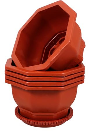 Kisangel 5pezzi Vasi Bonsai Ottagonali Plastica Impermeabili Per Piante Di Vasi Decorativi Per Giardino Balcone e Interni Vivace Con Base Inclusa