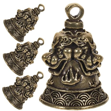 ERINGOGO 4stücke Antike Messing Glocke Anhänger Retro Stil DIY Hängen Ornament Prägung Schlüsselanhänger-zubehör Schmuckherstellungszubehör Kleine Glöckchen Zum Basteln Glocken