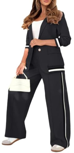 shownicer Completo Donna Tailleur Pantalone Curvy Completo Pantaloni e Giacca Tuta Due Pezzi Ufficio e Lavoro Blazer Tuta