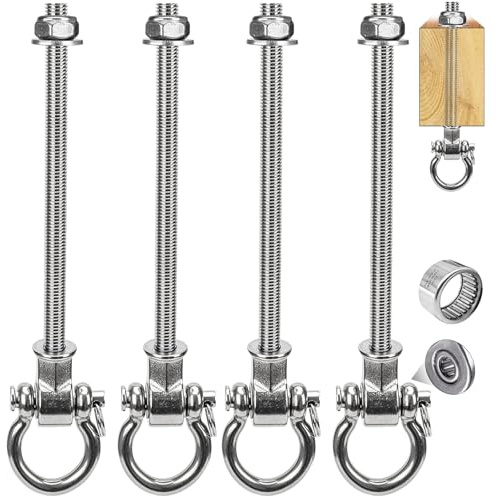 Yyiwhmy 4er Schaukelhaken für Holzbalken M10,Schwere Hängematte Hängesessel Aufhängung 280mm Betondecke Aufhängung Edelstahlbügel mit Lager,Geeignet für Indoor und Outdoor Sandbeutel Yoga Schaukel