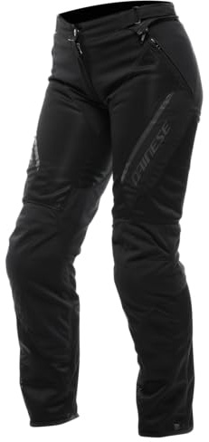 DAINESE - Drake 2 Super Air Tex Pants Wmn, Pantaloni da Moto Leggeri in Tessuto con Protezioni Removibili, Estivi, Nero, 42