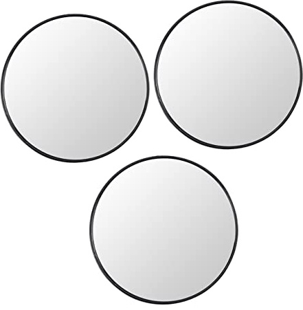 VALICLUD Lot De 3 Miroirs Grossissants à Ventouse 9 Cm avec Grossissements 5X, 10x Et 15x Noirs, Miroir Compact De Maquillage De Voyage pour Salle De Bain Et Retouches Precision